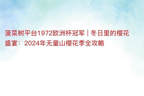 菠菜树平台1972欧洲杯冠军 | 冬日里的樱花盛宴：2024年无量山樱花季全攻略