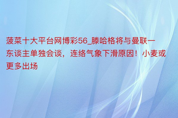菠菜十大平台网博彩56_滕哈格将与曼联一东谈主单独会谈,连络气象下滑原因!小麦或更多出场